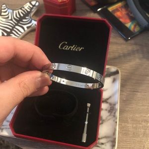 Silver Crystal Love Screw Bracelet